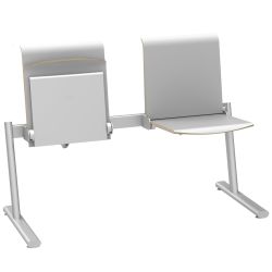 Szara ławka poczekalniana dwuosobowa wolnostojąca L2 TPS1 automatyczne siedzisko