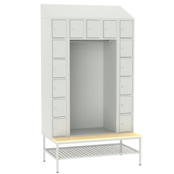Otwarta szafa SZOS 15 do szatni ze schowkami i siedziskiem Otwarta szafa SZOS 15 do szatni ze schowkami i siedziskiem