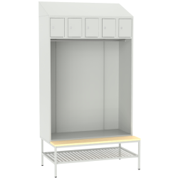 Otwarta szafa SZOS 5 do szatni ze schowkami i siedziskiem Otwarta szafa SZOS 5 do szatni ze schowkami i siedziskiem