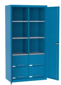 Szafa warsztatowa metalowa 6 półek 4 szuflady zamykana SL 110.18 