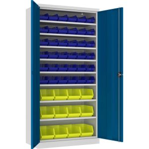 Metalowa szafa do garażu Swm 201L2 z pojemnikami - 48 szt