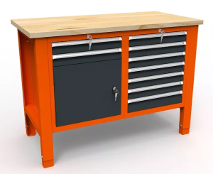 Metalowy stół warsztatowy SWT 12/05 'DWÓJKA' 9 szuflad na zamek