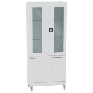 Szafa medyczna przeszklona z kółkami biała SML 104 Malow