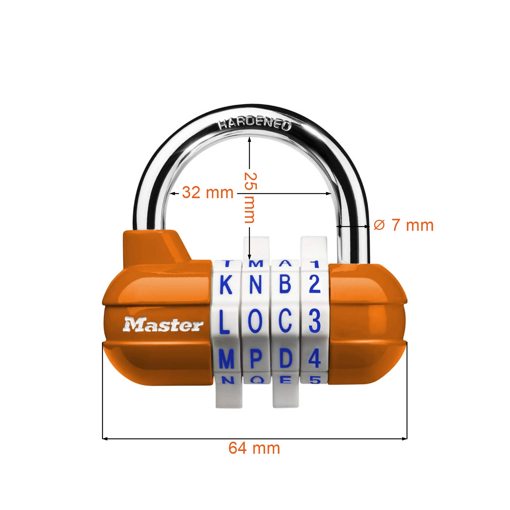 Kłódka na kod Masterlock 1534D pomarańczowa