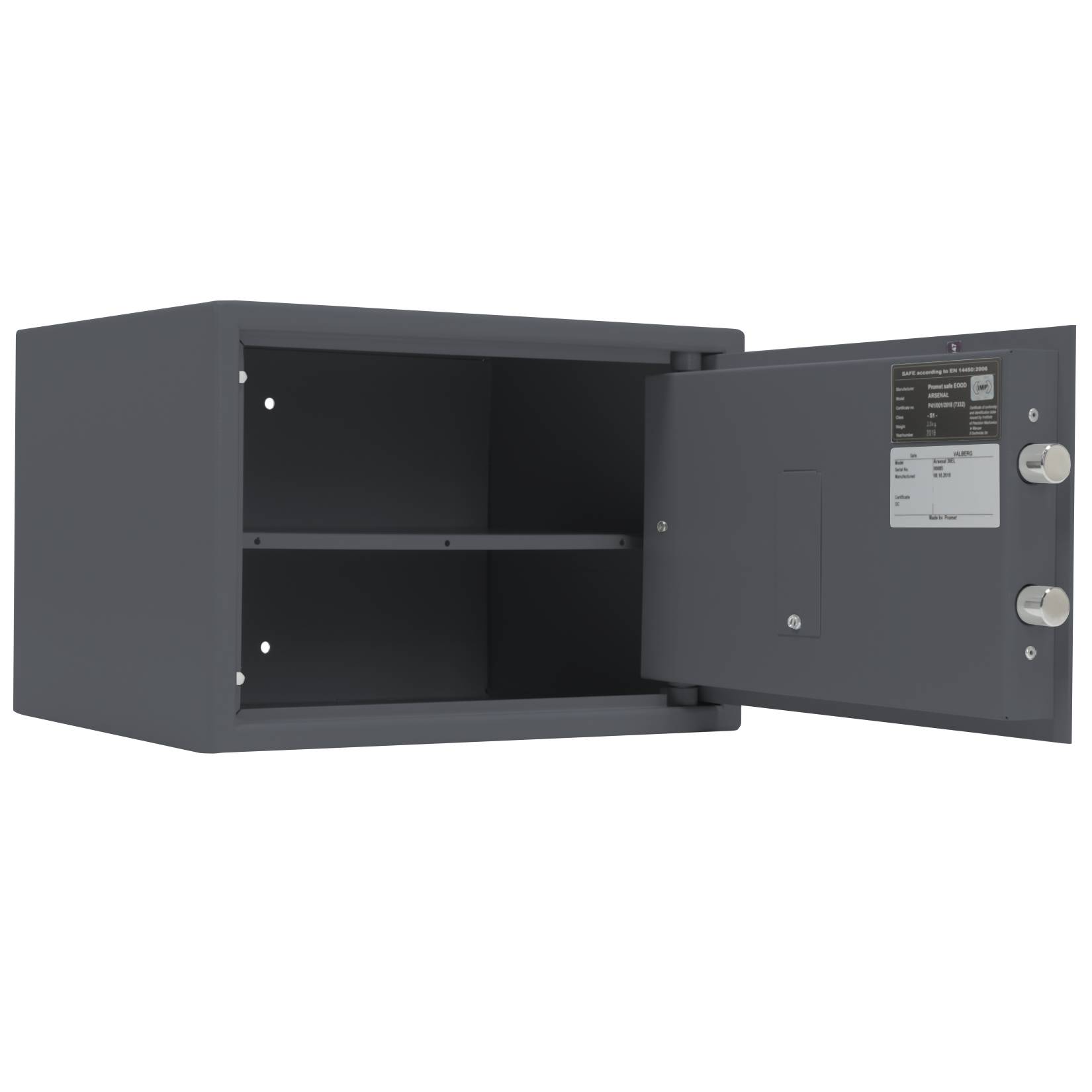 Konstrukcja sejfu na broń w klasie S1 Valberg Arsenal 30 z zamkiem elektronicznym w kolorze grafit