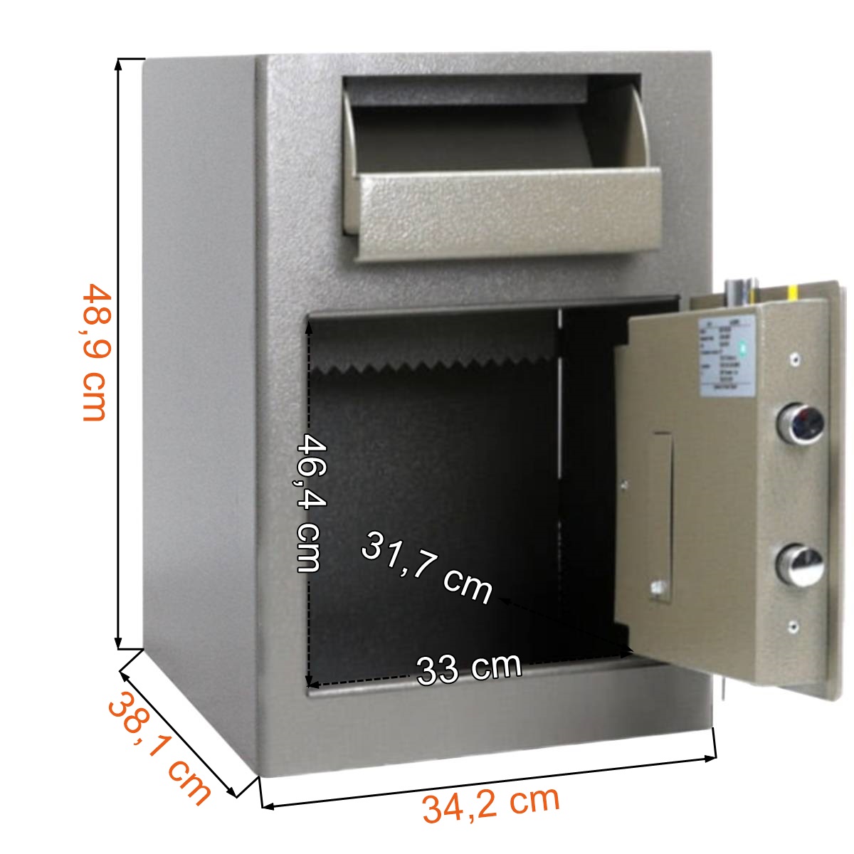 Sejf depozytowy Valberg ASD 19 z zamkiem kluczowym - wymiary