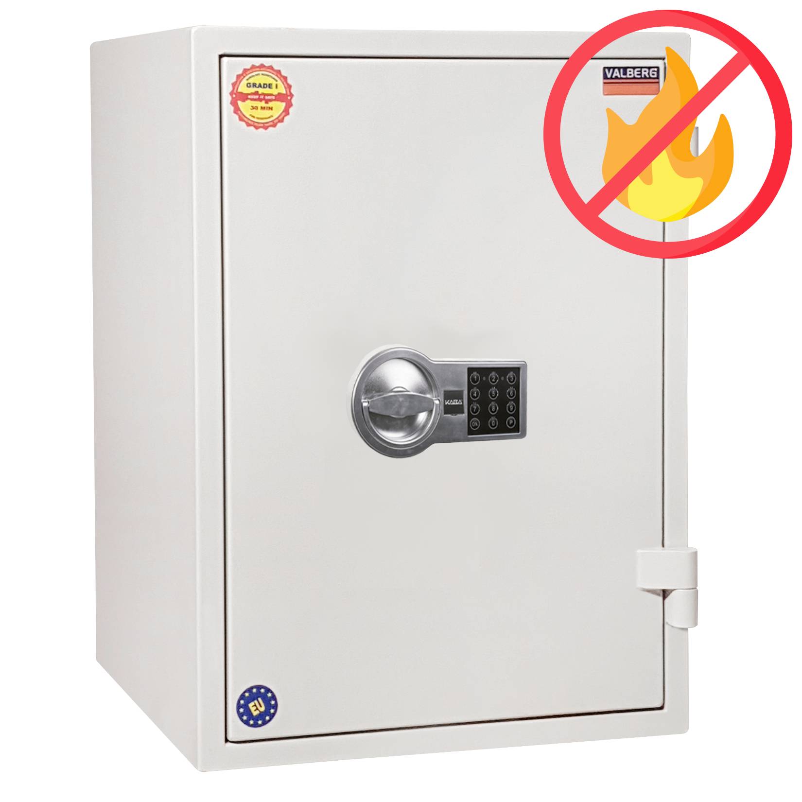 Ognioodporność 1H 60 LFS w sejfie Valberg ASF 67 z zamkiem elektronicznym