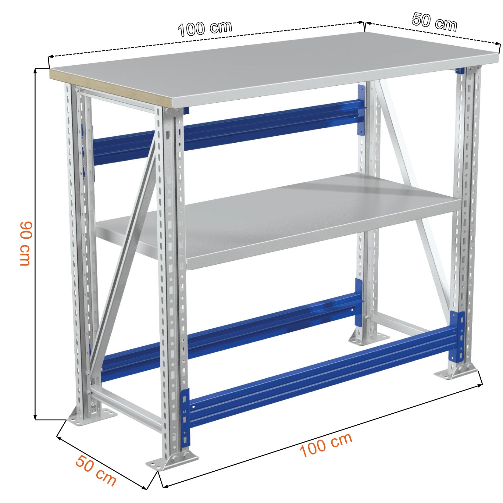 Prosty stół warsztatowy Valberg Master 101 - wymiary