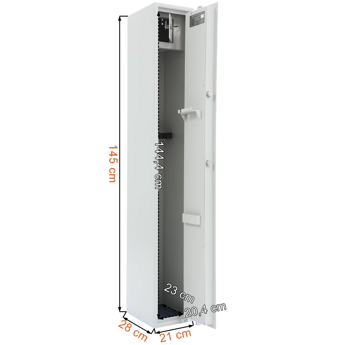 Wymiary sejfu na broń długą z zamkiem kluczowym w klasie S1 Valberg Arsenal 1243