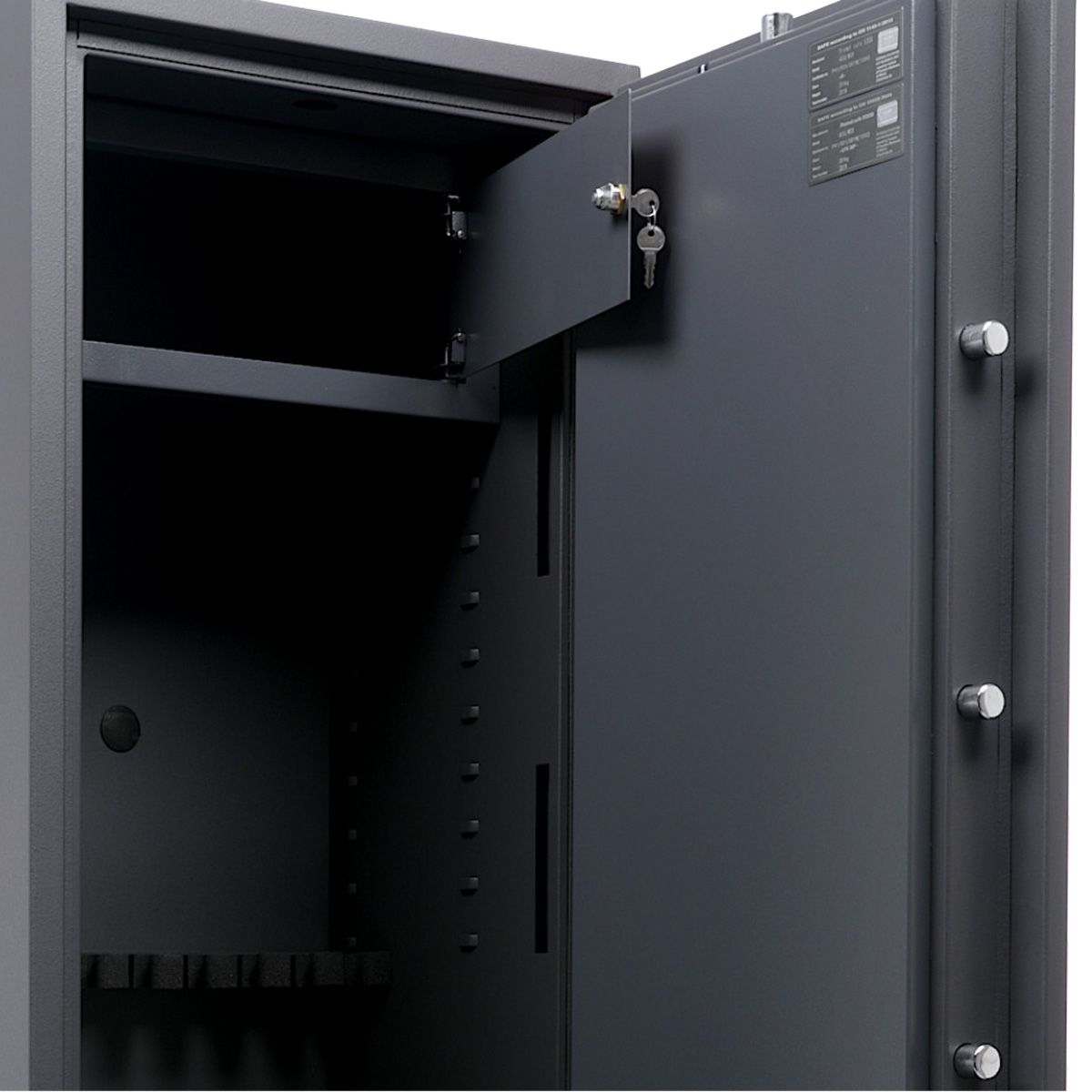 Rygle sejfu ogniotrwałego na broń długą Valberg ASG WS8 z zamkiem kluczowym w kolorze RAL 7024 grafit