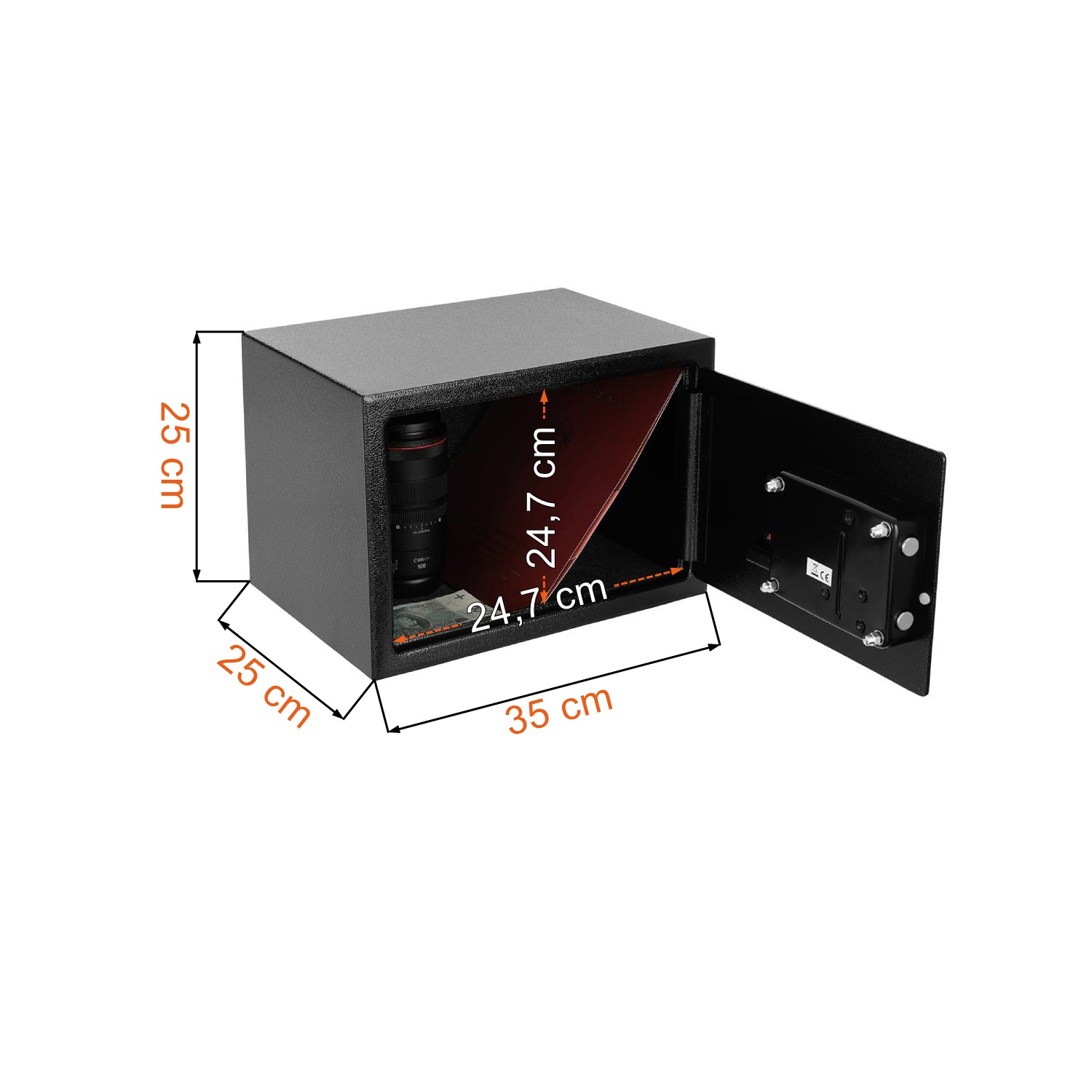 Dane techniczne i wymiary sejfu na gotówkę Yale YSG/250/DB2