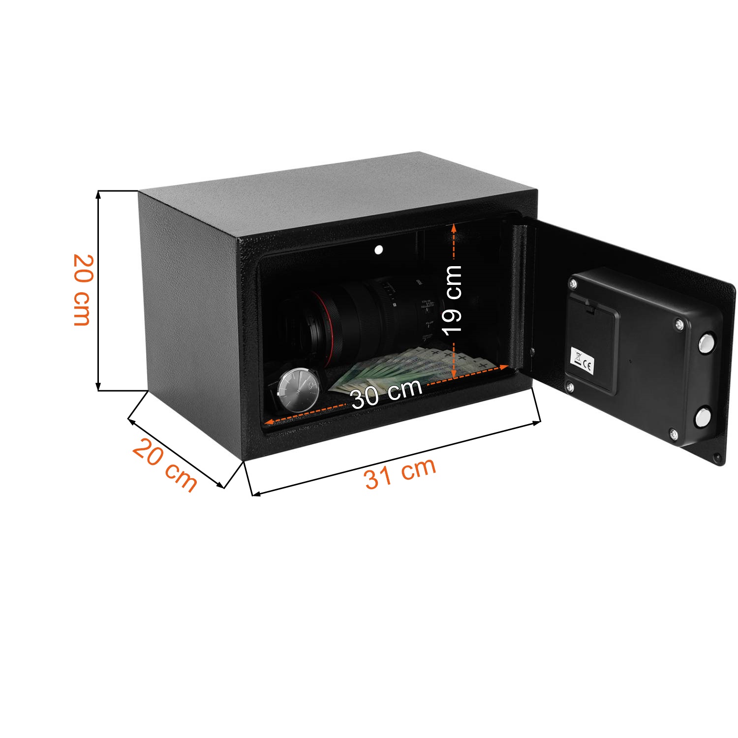 Dane techniczne i wymiary mini sejfu YALE YSV/200/DB2